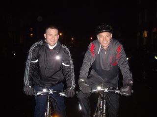 Mike and Lewis on bikes